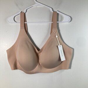 Womens Comfelie Lightly Lined Stretch Bra Nylon Spandex Beige 3XL Plus NWT
